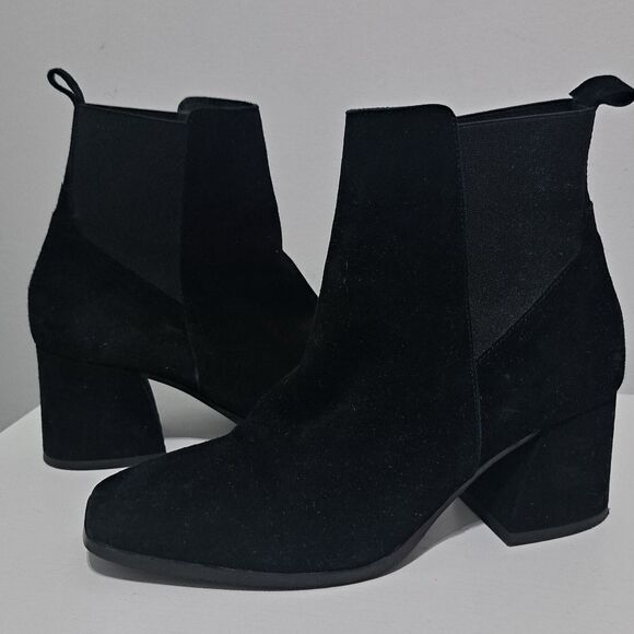 Antonio De Falia Slip On Leather Suede Goth Ankle Boots Block Heel Siz 8 Black - Picture 14 of 15